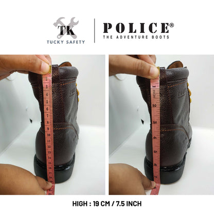 93583 SERIES POLICE PREMIUM LEATHER SAFETY BOOT MEN'S HEAVY DUTY SAFETY BOOT KASUT KERJA BOOT LELAKI LACE UP BOOT