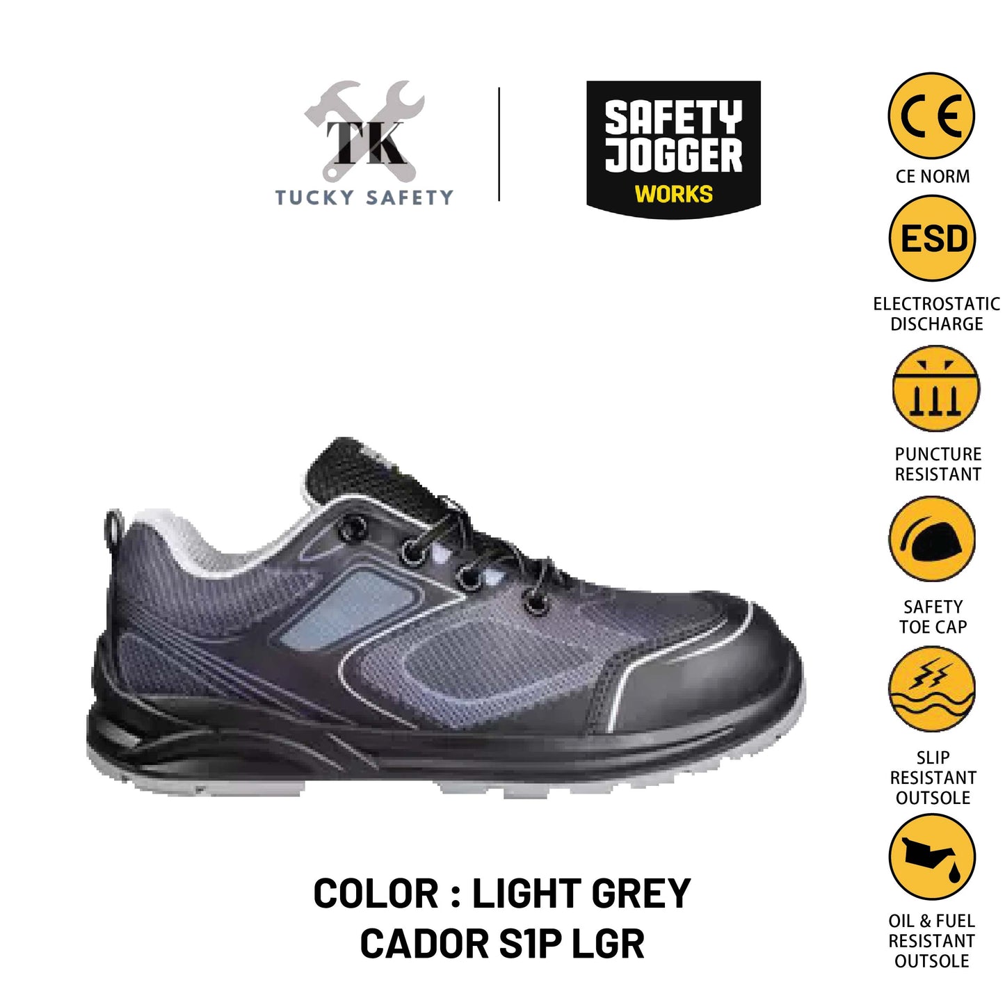 CADOR S1P LOW CUT [ SAFETY JOGGER ] ESD SPORTY SAFETY SHOE SAFETY TOE CAP STEEL TOE CAP