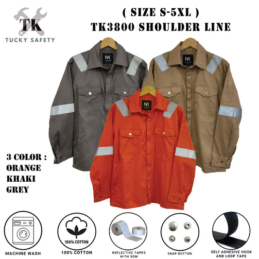 TK3800 -  ( SIZE S-5XL ) PPE 100% COTTON MEN'S WORKING JACKET / BAJU KERJA LELAKI 3800 - SHOULDER LINE