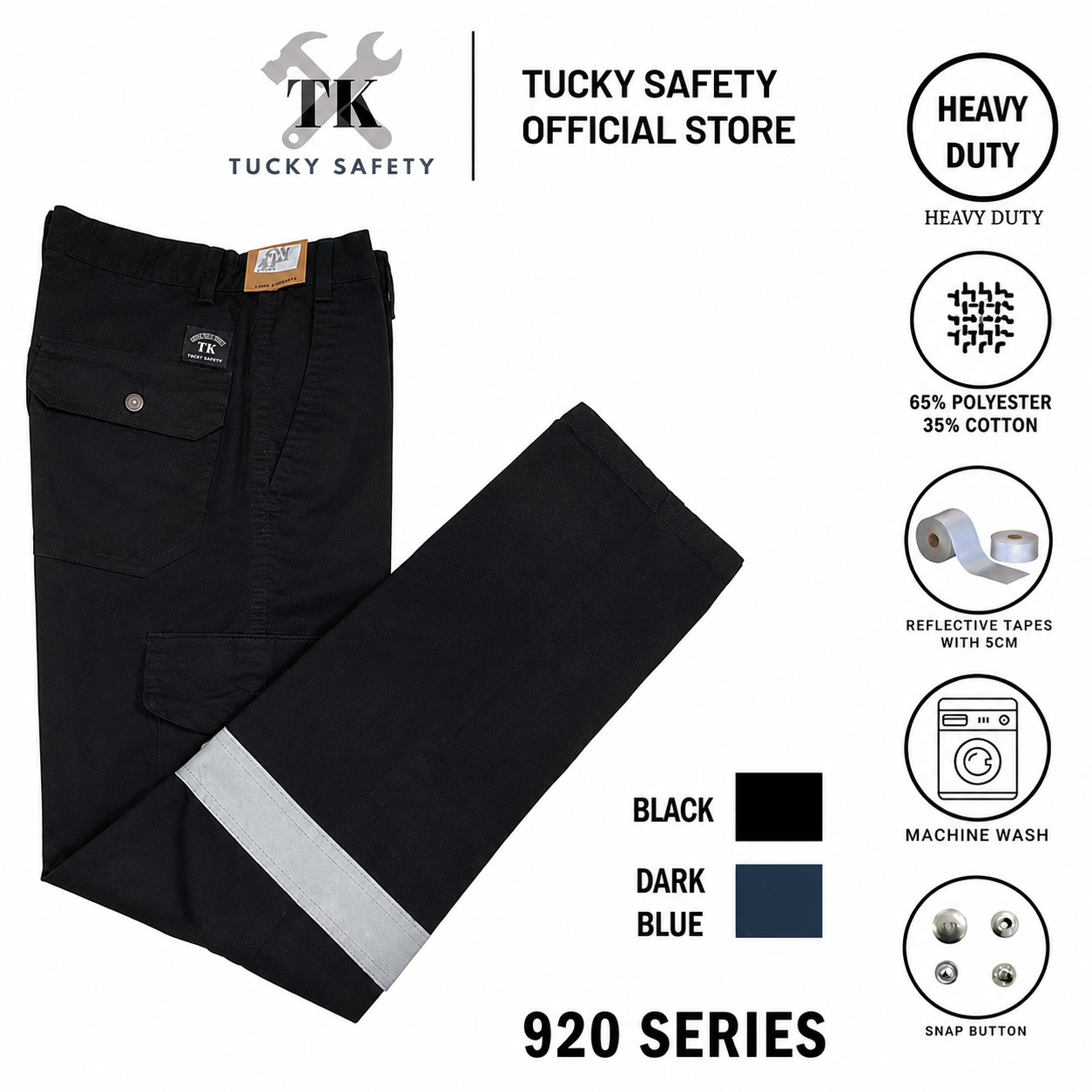 920 SERIES ( SINGLE LINE )  MEN'S REFLECTIVE WORKING PANTS STRAIGHT CUT / CARGO PANTS / SELUAR KERJA LELAKI