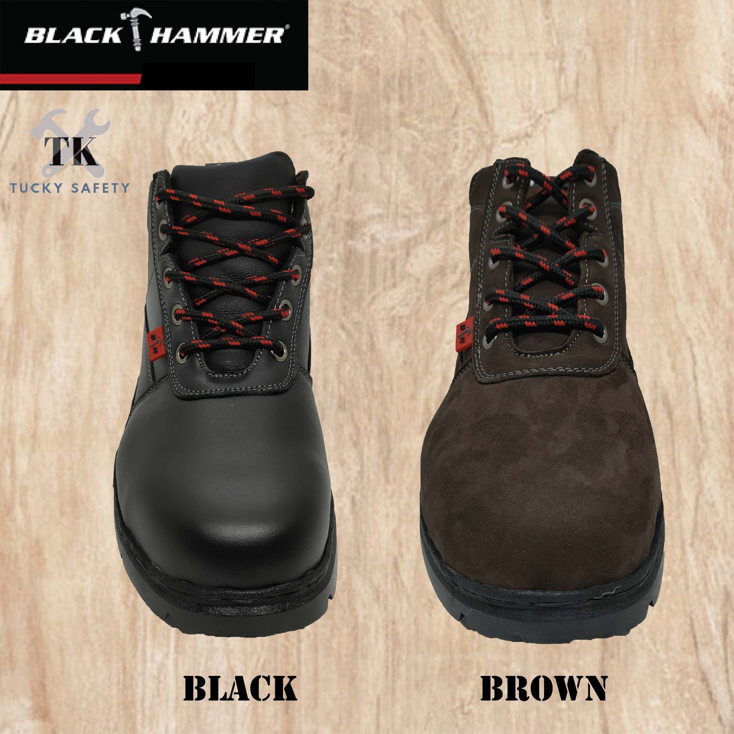 BH3888 Black Hammer Women Mid Cut with Shoelace Safety Shoes