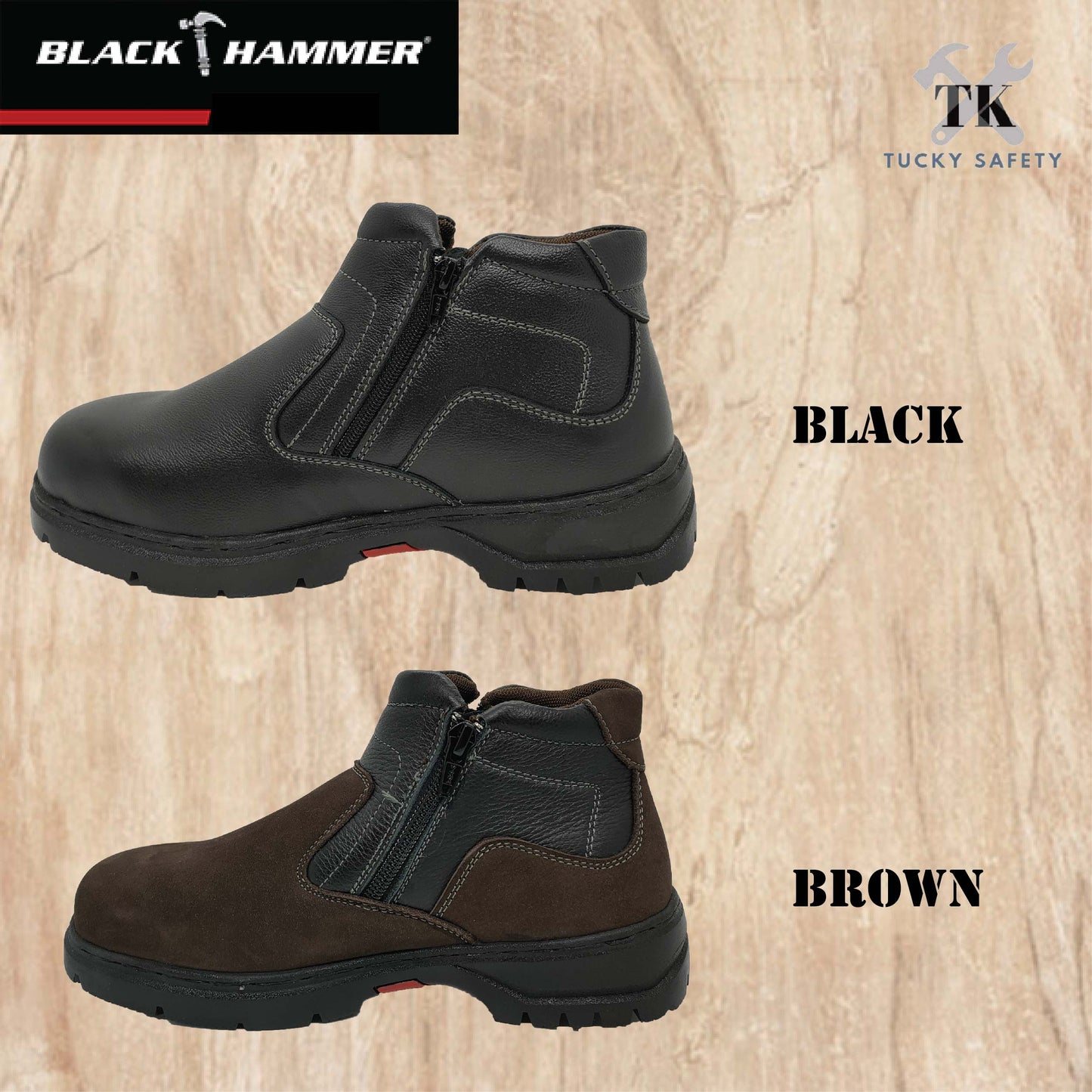 BH3889 Black Hammer Women Mid Cut with Double Zip Safety Shoes