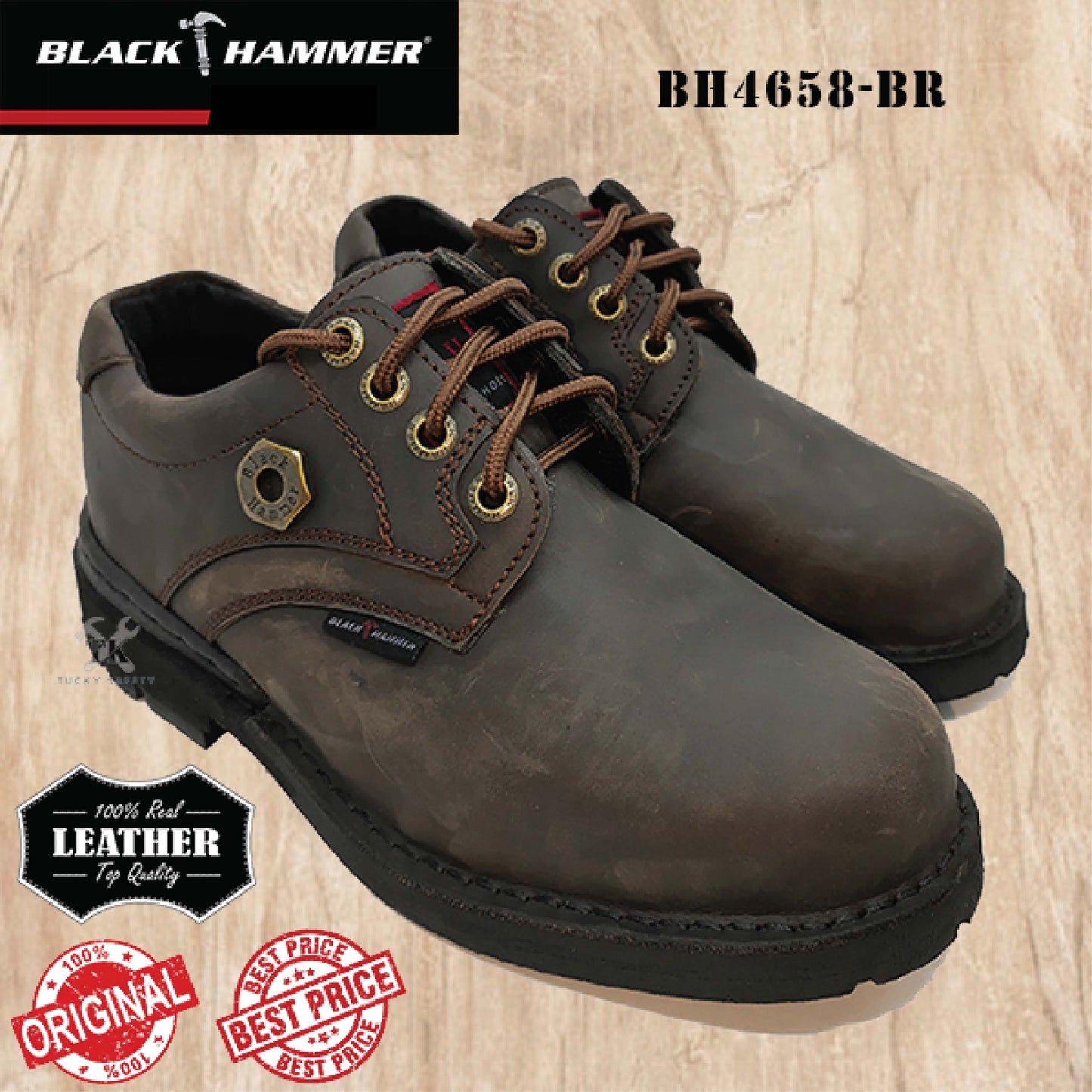 BH4658-BR ( SIZE 6-12 ) BLACK HAMMER MEN'S LOW CUT LACE UP SAFETY SHOES / KASUT SAFETY LELAKI