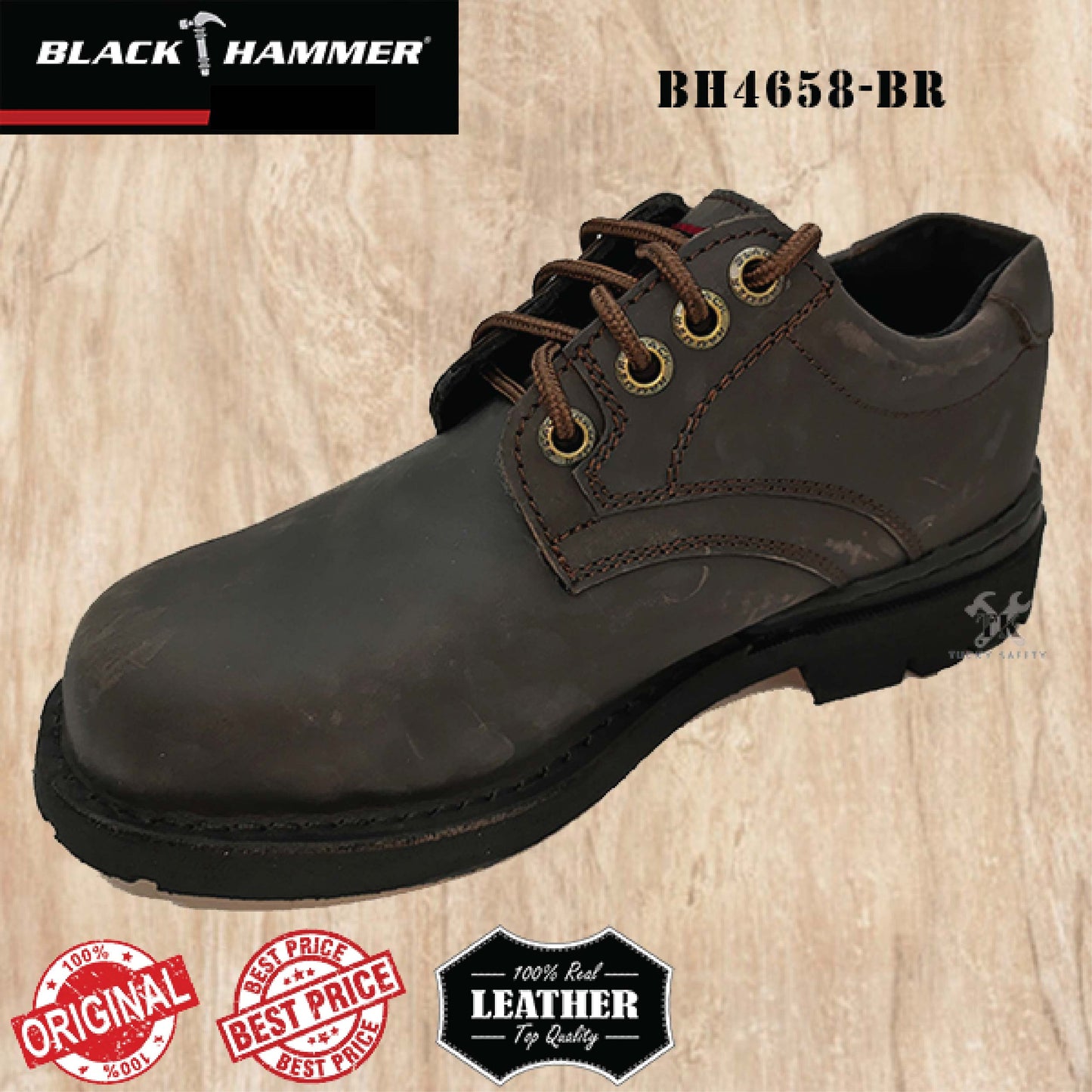 BH4658-BR ( SIZE 6-12 ) BLACK HAMMER MEN'S LOW CUT LACE UP SAFETY SHOES / KASUT SAFETY LELAKI