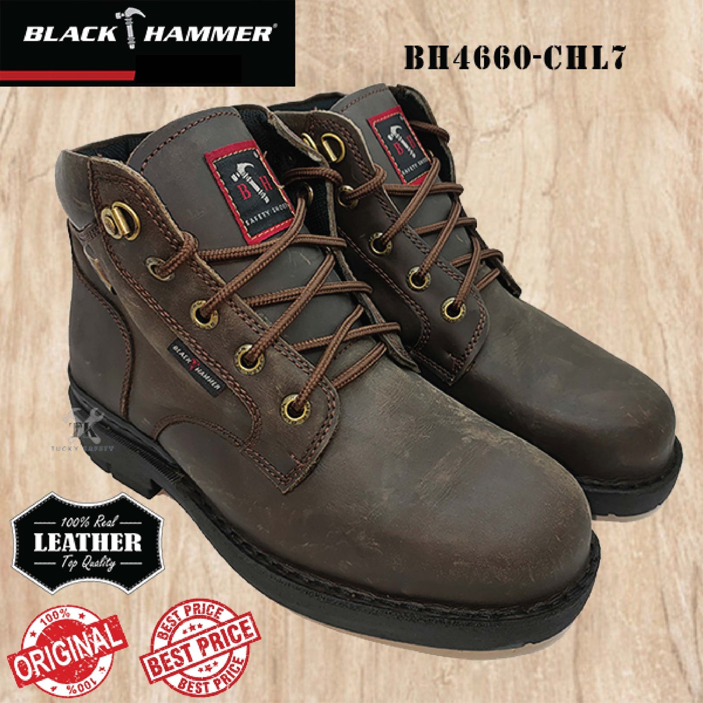 BH4660-CHL7 ( SIZE 5-12 ) BLACK HAMMER MEN'S MID CUT LACE UP SAFETY SHOES / KASUT SAFETY LELAKI