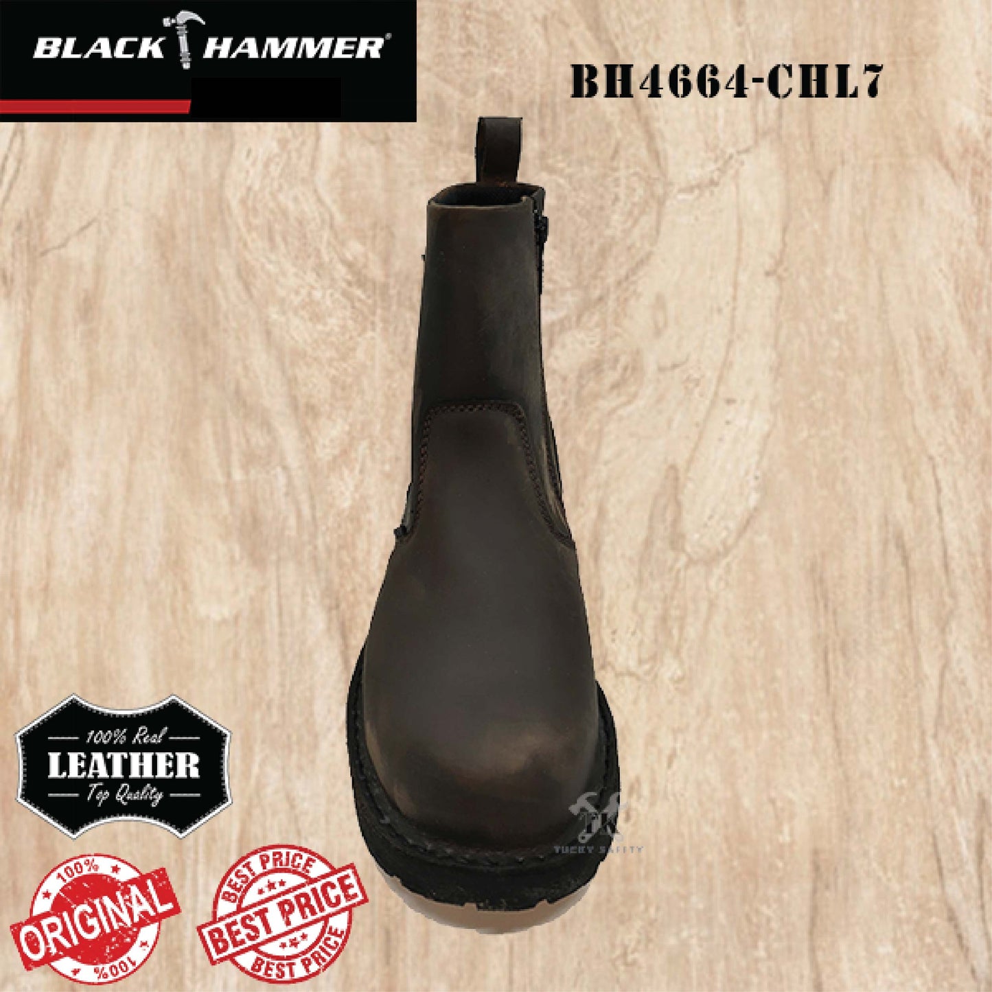 BH4664-CHL7 ( SIZE 5-12 ) BLACK HAMMER MEN'S MID CUT SLIP ON WITH ZIP SAFETY SHOES / KASUT SAFETY LELAKI