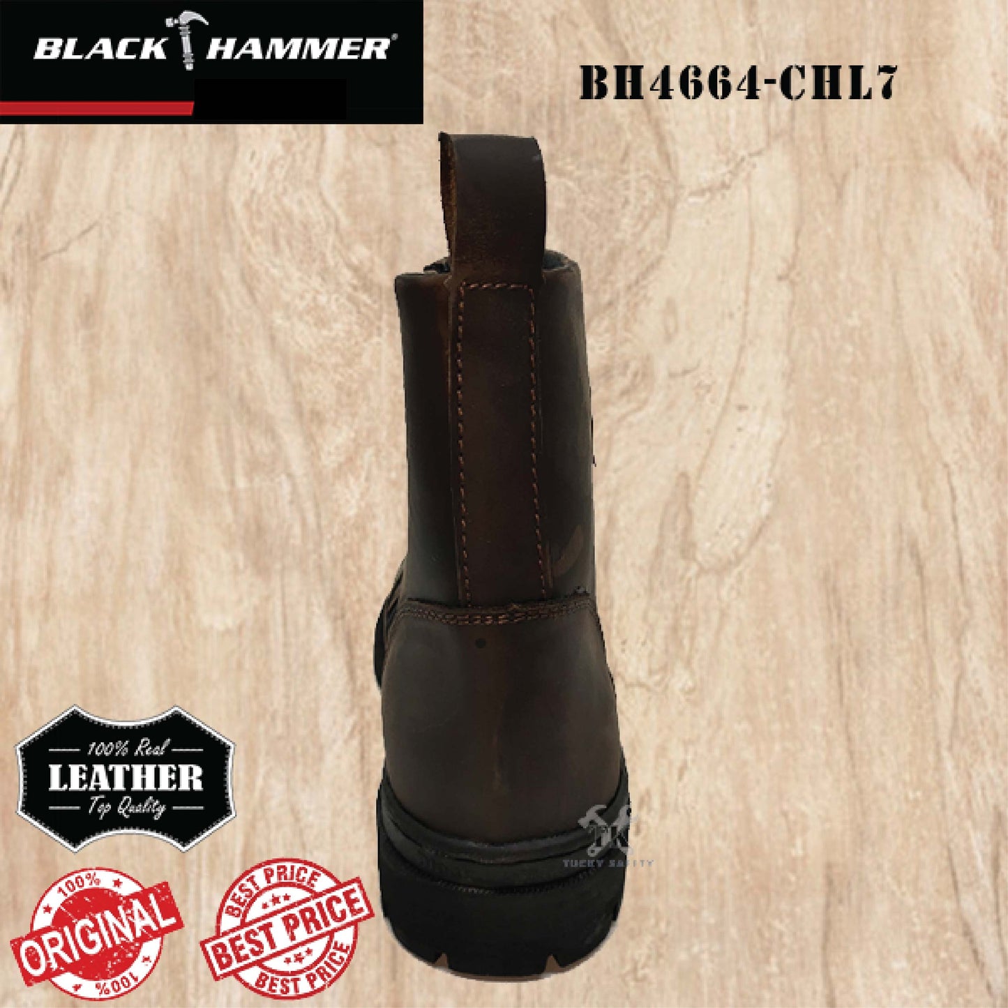 BH4664-CHL7 ( SIZE 5-12 ) BLACK HAMMER MEN'S MID CUT SLIP ON WITH ZIP SAFETY SHOES / KASUT SAFETY LELAKI