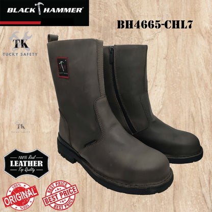 BH4665-CHL7 ( SIZE 5-11 ) BLACK HAMMER MEN'S MID CUT SLIP ON WITH ZIP SAFETY SHOES / KASUT SAFETY LELAKI ( READY STOCK )