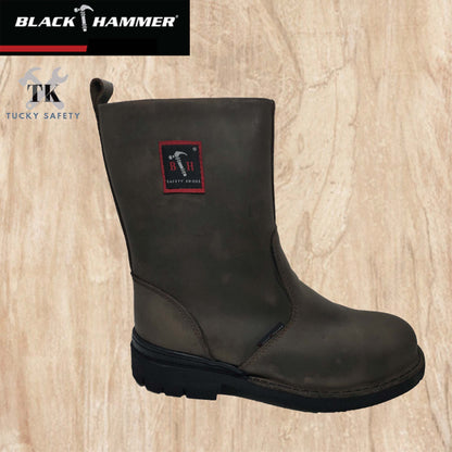 BH4665-CHL7 ( SIZE 5-11 ) BLACK HAMMER MEN'S MID CUT SLIP ON WITH ZIP SAFETY SHOES / KASUT SAFETY LELAKI ( READY STOCK )