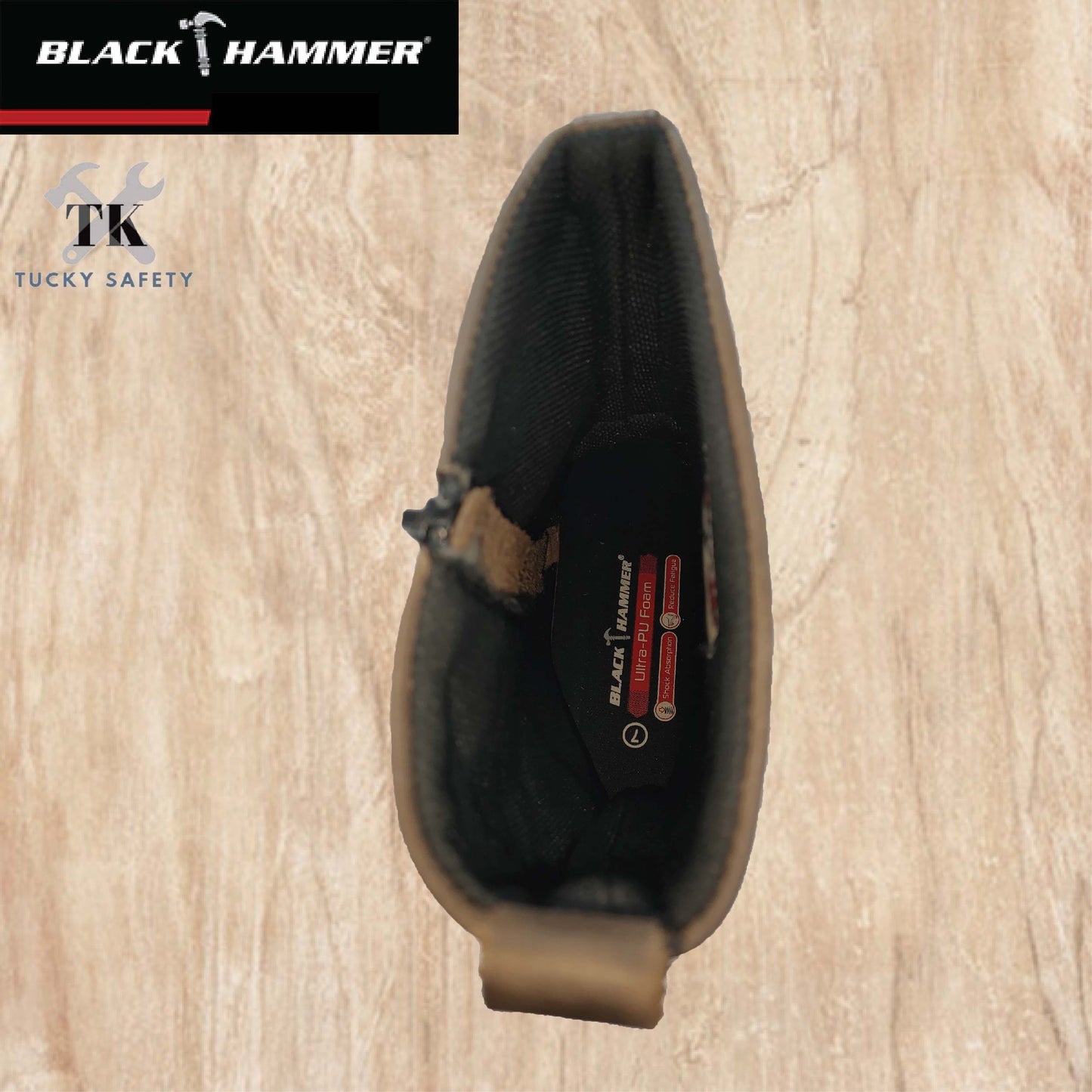 BH4665-CHL7 ( SIZE 5-11 ) BLACK HAMMER MEN'S MID CUT SLIP ON WITH ZIP SAFETY SHOES / KASUT SAFETY LELAKI ( READY STOCK )