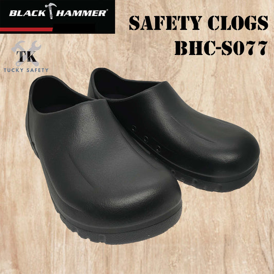 BHC-S077 Black Hammer Black Safety Clogs (NO STEEL TOE)