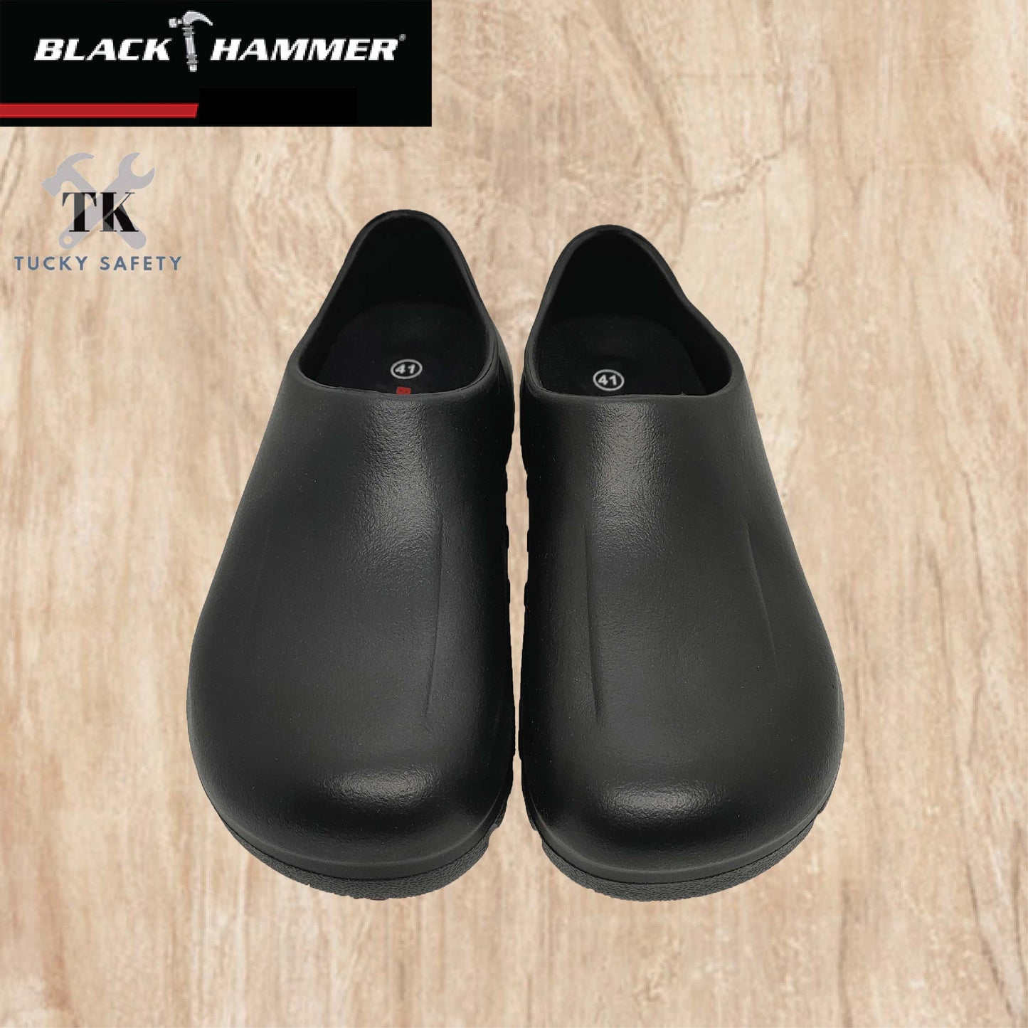 BHC-S077 Black Hammer Black Safety Clogs (NO STEEL TOE)