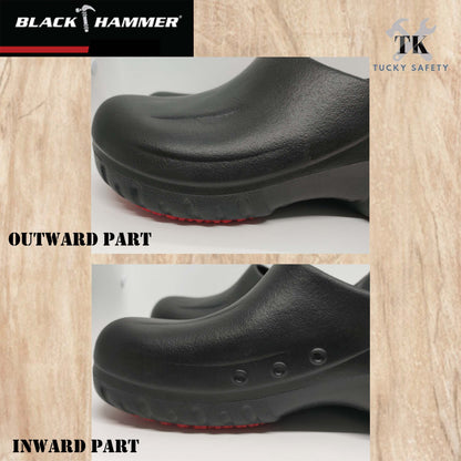 BHC-S077 Black Hammer Black Safety Clogs (NO STEEL TOE)