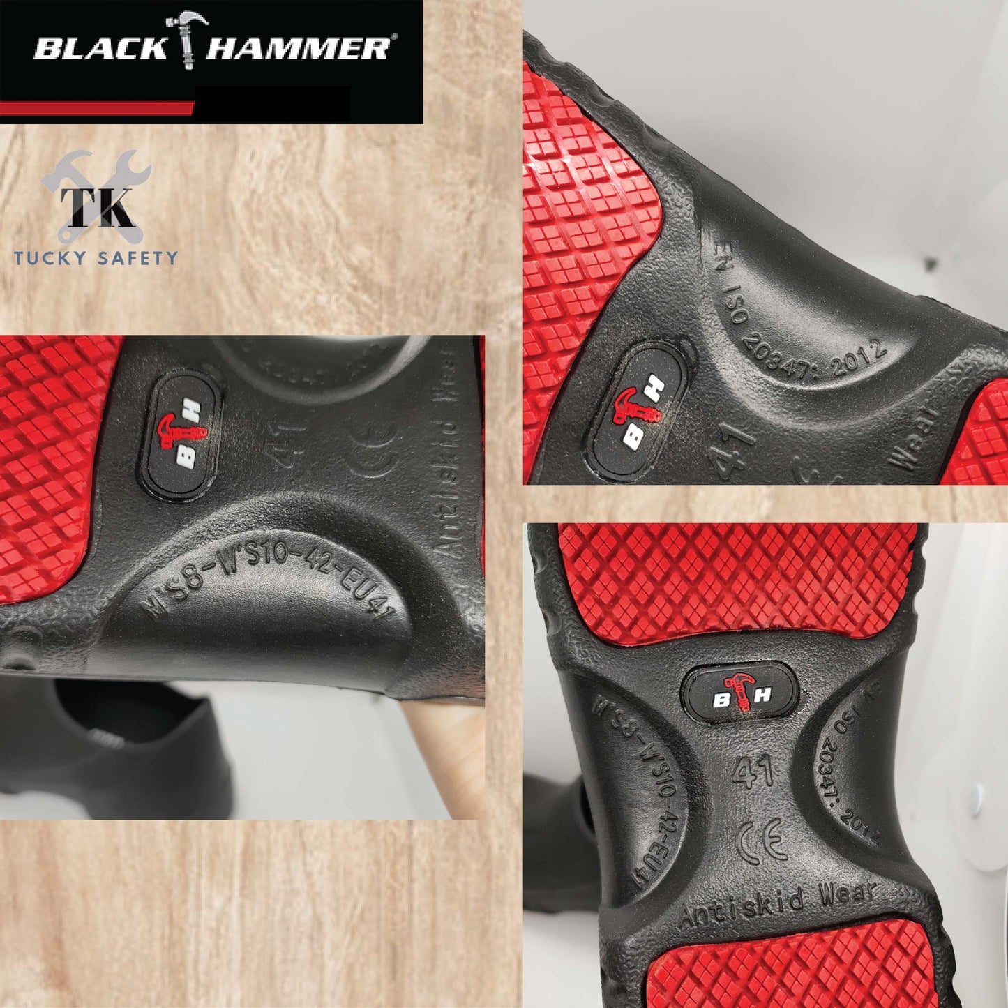 BHC-S077 Black Hammer Black Safety Clogs (NO STEEL TOE)