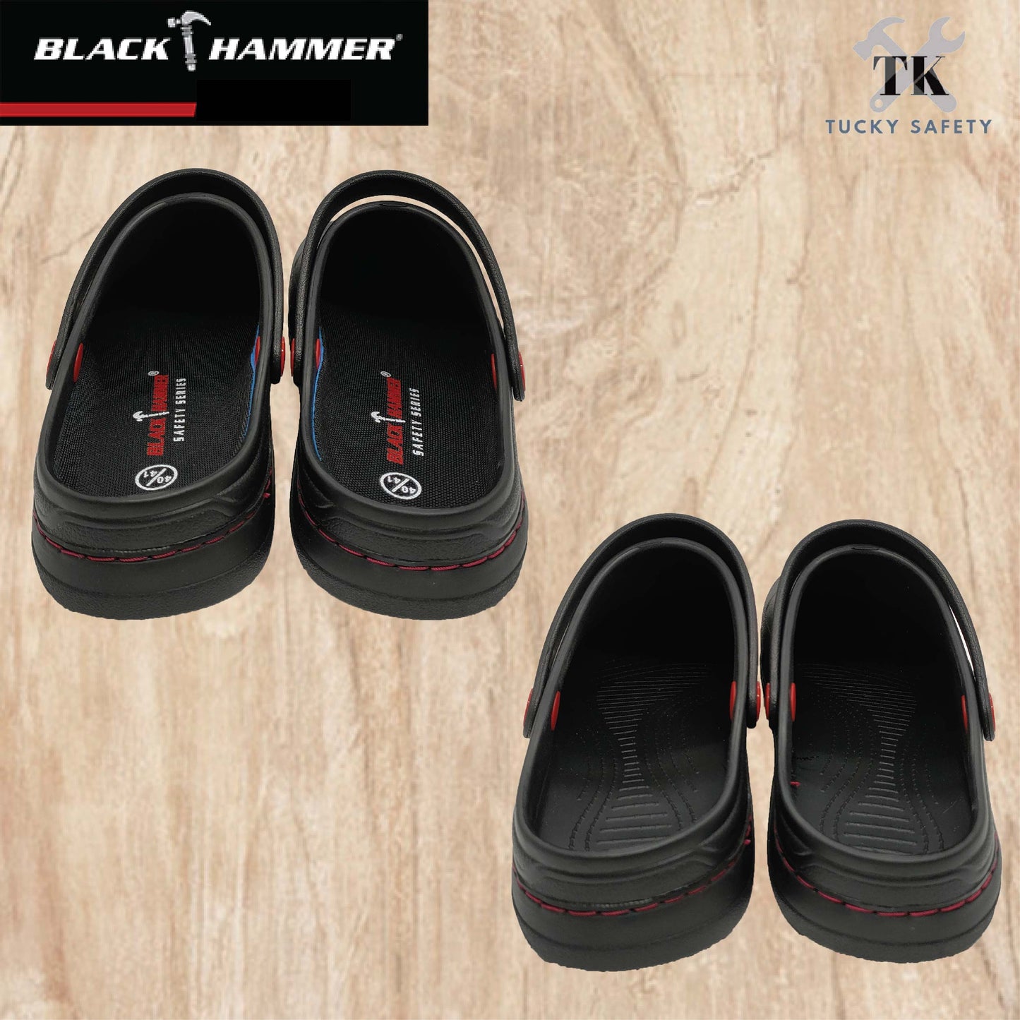 BHC-S101 Black Hammer Black Safety Clogs (No Steel Toe)