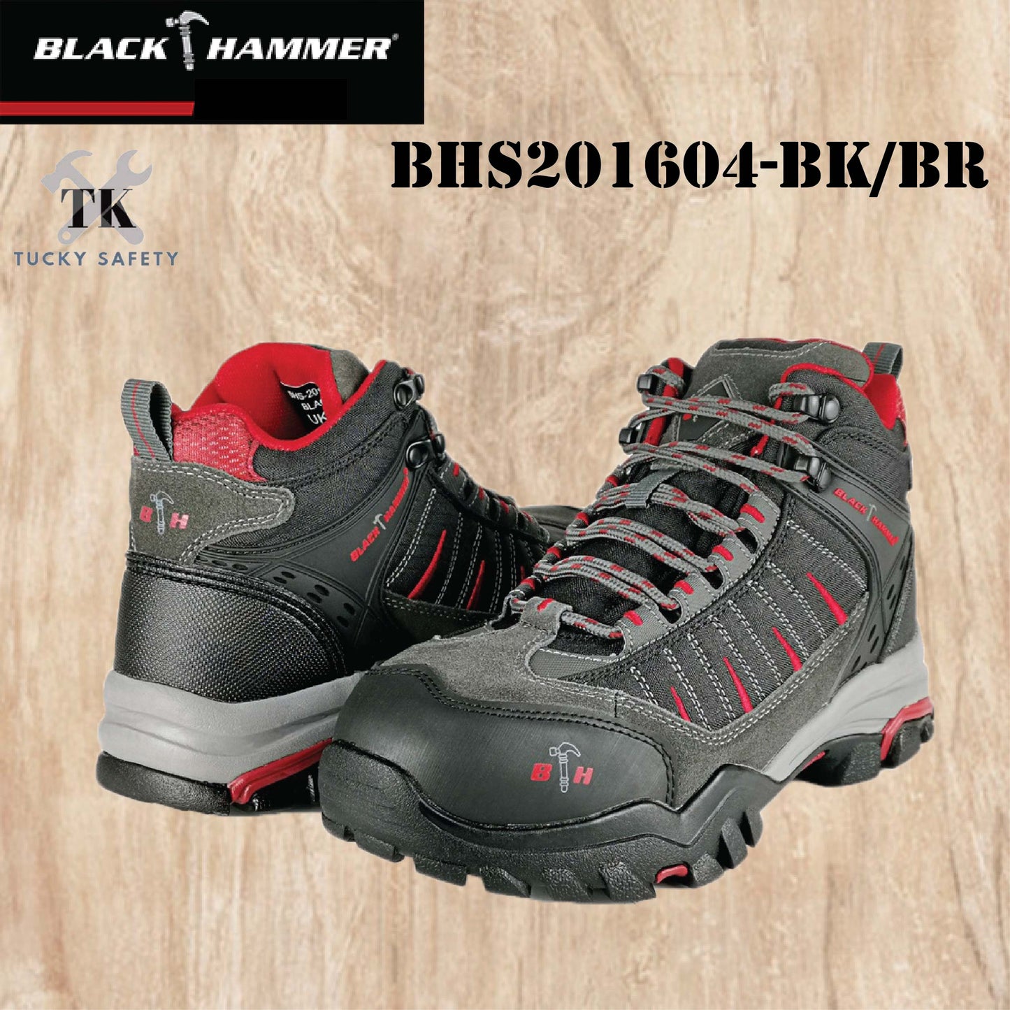 BHS201604 [ BLACK HAMMER ] Sport Series Trek II Men Mid Cut Lace Up Safety Shoe