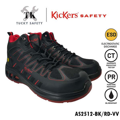 AS2512 [ KICKERS SAFETY ] LIGHT WEIGHT SPORT SAFETY SHOES ESD LELAKI LACES MID CUT DESIGN SUKAN KASUT KESELAMATAN