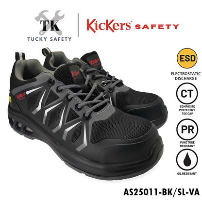 AS25011 [ KICKERS SAFETY ] LIGHT WEIGHT SPORT SAFETY SHOES ESD LELAKI LACES LOW CUT DESIGN SUKAN KASUT KESELAMATAN