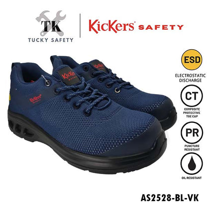 AS2528 [ KICKERS SAFETY ] LIGHT WEIGHT SPORT SAFETY SHOES ESD LELAKI LACES LOW CUT DESIGN SUKAN KASUT KESELAMATAN