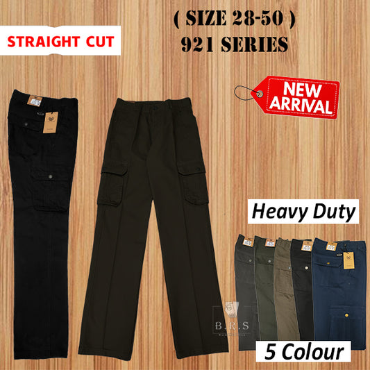 921 SERIES - ( SIZE 28-50 ) SELUAR CARGO KERJA KAIN TEBAL POKET TEPI LELAKI / WORKING CARGO PANTS STRAIGHT CUT