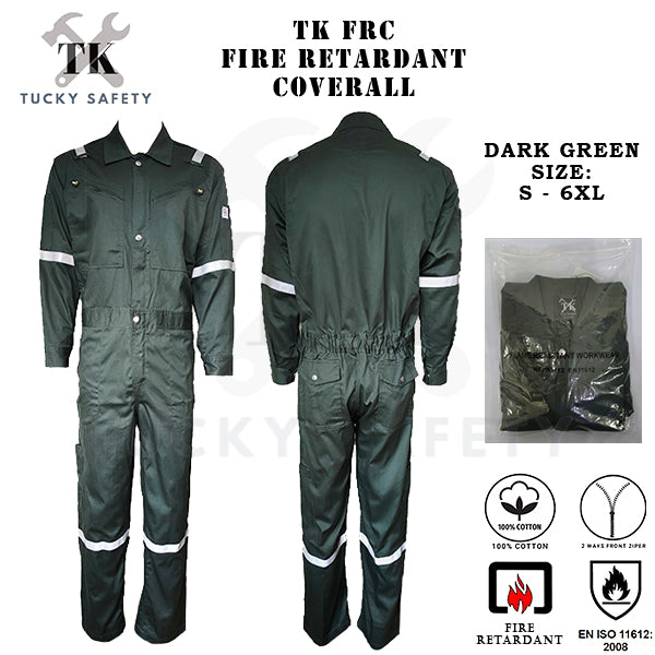 TK FRC HIGH QUALITY TK FRC FIRE RETERDANT COVERALL / SAFETY REFLECTIVE COVERALL ( READY STOCK ) DARK GREEN