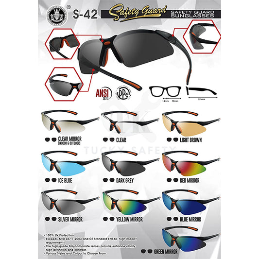 S-42 - SAFETY GUARD SUNGLASSES / WORK EYEWEAR PROTECTIVE PROTECTION GOGGLE SPECTACLES / CERMIN MATA KERJA