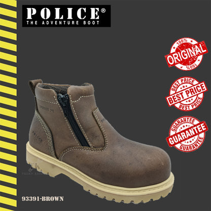 93391-G14P POLICE PREMIUM LEATHER WOMEN'S SAFETY BOOT / WOMEN'S HEAVY DUTY SAFETY BOOT / KASUT KERJA PEREMPUAN - BROWN