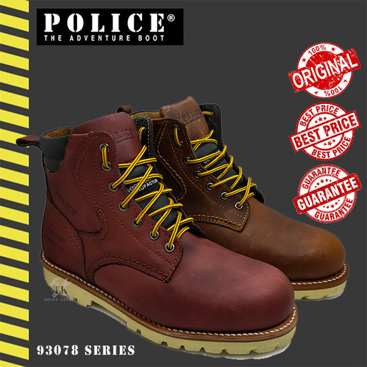 93078 SERIES POLICE PREMIUM LEATHER MEN'S SAFETY BOOT / MEN'S HEAVY DUTY SAFETY BOOT / KASUT LELAKI