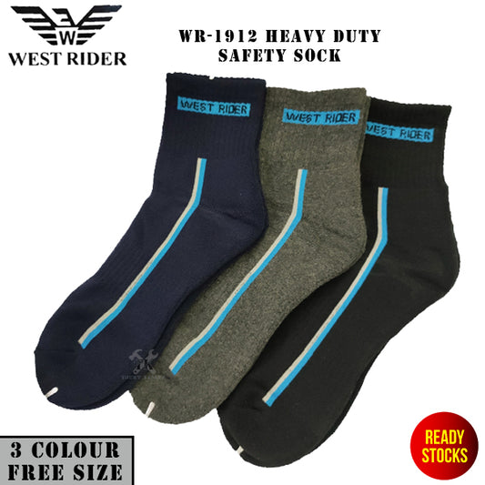 WR1912 SOCK - WEST RIDER HEAVY DUTY SAFETY SOCK / MEN STOKING LELAKI KERJA TAHAN LASAK / STRETCHABLE 100% COTTON