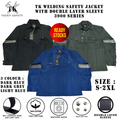 TK3900 - TK WELDING SAFETY JACKET WITH DOUBLE LAYER SLEEVE / BAJU KERJA WELDER DUA LAPIS LENGAN