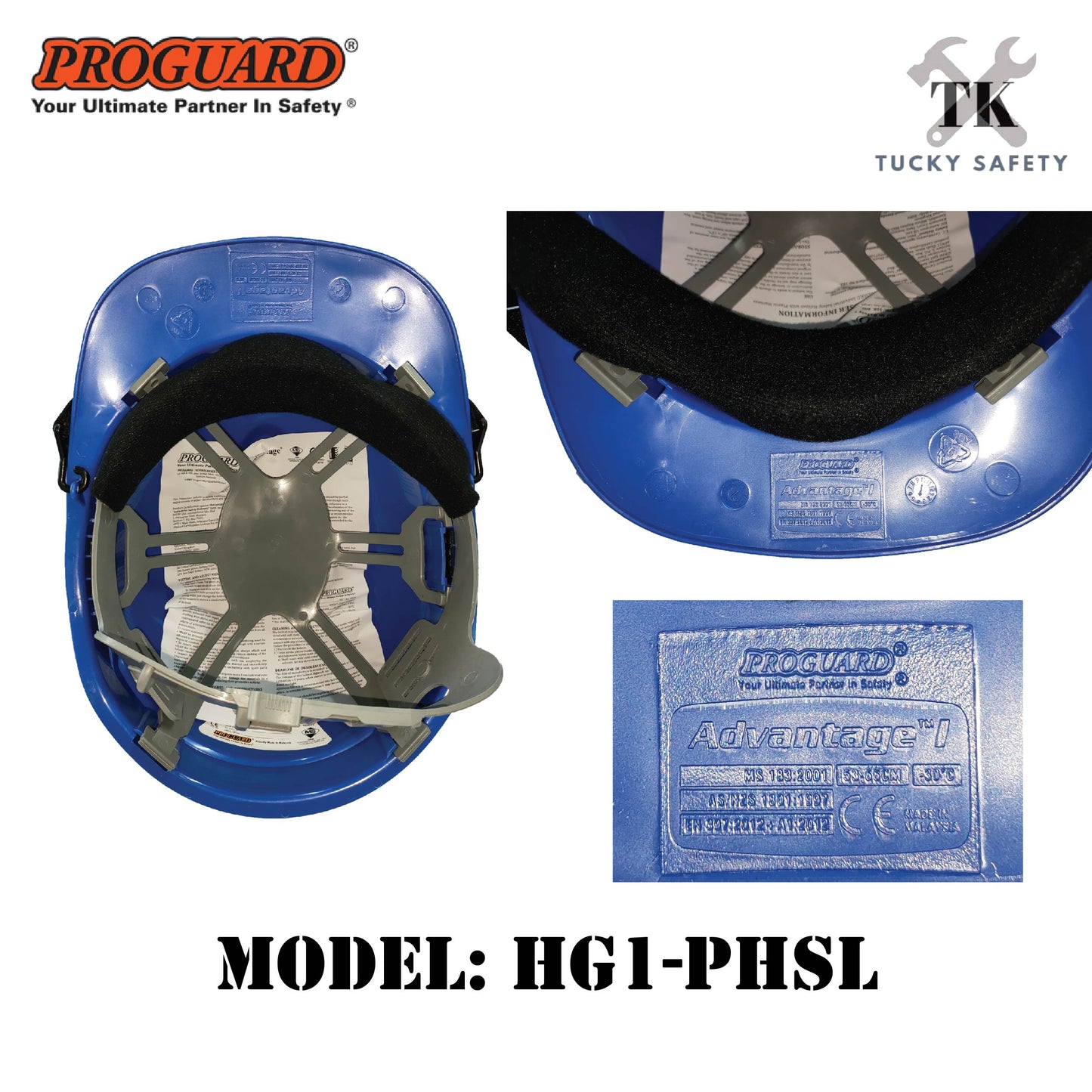 PROGUARD ADVANTAGE 1 SLIDE LOCK SIRIM DOSH SAFETY HELMET - TOPI KESELAMATAN - HEAD PROTECTION 430536 READY STOCK