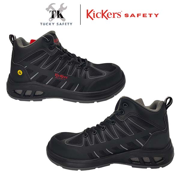 AS2512 [ KICKERS SAFETY ] LIGHT WEIGHT SPORT SAFETY SHOES ESD LELAKI LACES MID CUT DESIGN SUKAN KASUT KESELAMATAN