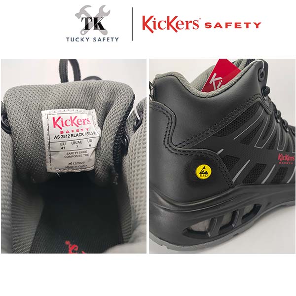 AS2512 [ KICKERS SAFETY ] LIGHT WEIGHT SPORT SAFETY SHOES ESD LELAKI LACES MID CUT DESIGN SUKAN KASUT KESELAMATAN