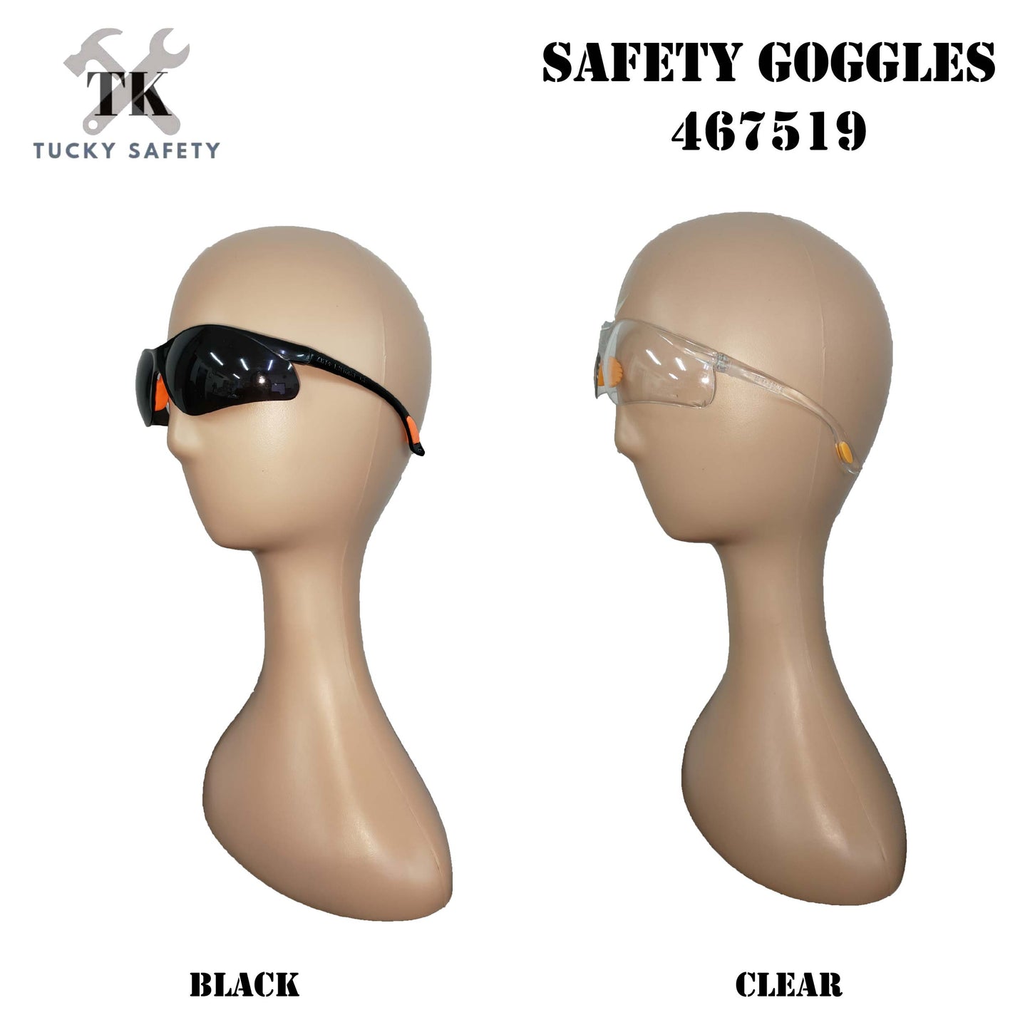 1 PCS SAFETY GOGGLES BLACK OR CLEAR TRANSPARENT SAFETY GOGGLES WORKING PROTECTIVE EYE PROTECTION 467519 TUCKY MATA