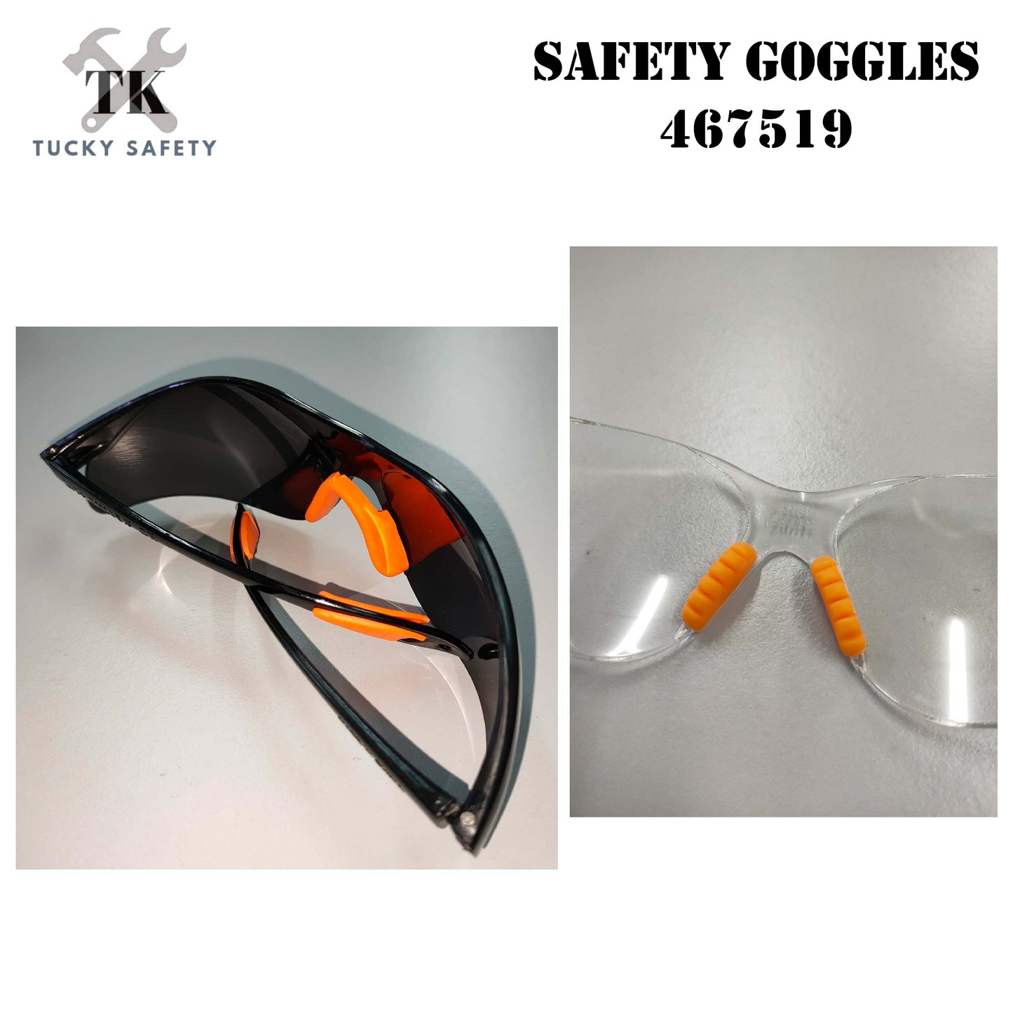 1 PCS SAFETY GOGGLES BLACK OR CLEAR TRANSPARENT SAFETY GOGGLES WORKING PROTECTIVE EYE PROTECTION 467519 TUCKY MATA