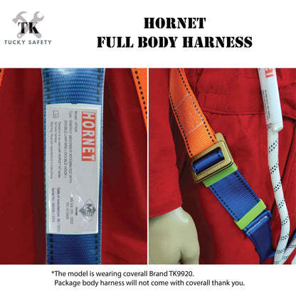 [ HORNET ] SAFETY FULL BODY HARNESS FALL PROTECTION WITH POLYAMIDE LANYARD LARGE HOOK & ABSORBER HT08 & HT02K - 9920 Co