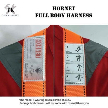 [ HORNET ] SAFETY FULL BODY HARNESS FALL PROTECTION WITH POLYAMIDE LANYARD LARGE HOOK & ABSORBER HT08 & HT02K - 9920 Co