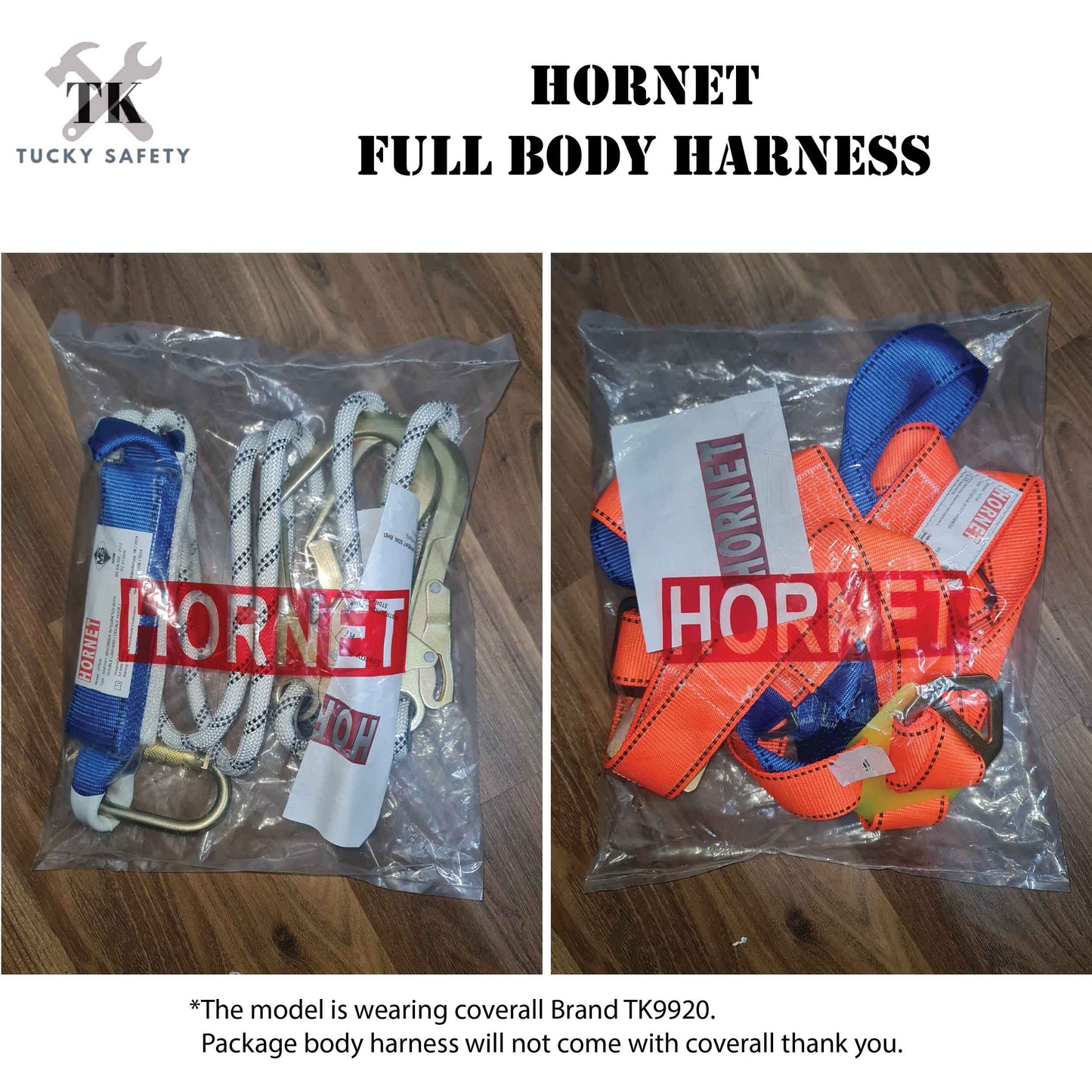 [ HORNET ] SAFETY FULL BODY HARNESS FALL PROTECTION WITH POLYAMIDE LANYARD LARGE HOOK & ABSORBER HT08 & HT02K - 9920 Co