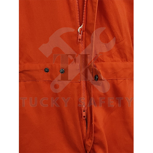 TK9920 TK HEAVY DUTY COVERALL WITH BUTTON 100% COTTON COVERALL - ORANGE COLOR DOUBLE LAYER KNEE