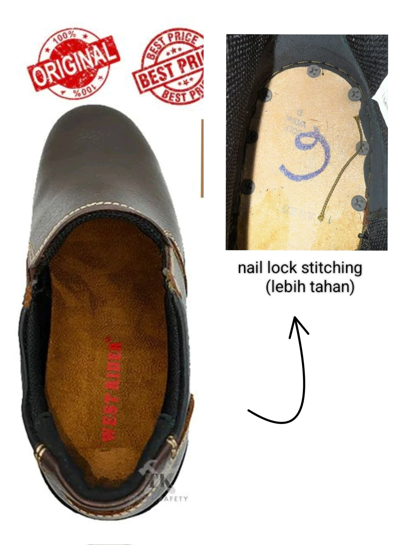 WR2003-BRW West Rider Mens Low Cut Slip-On Elasticity Safety Shoes / Boots [ READY STOCK ]