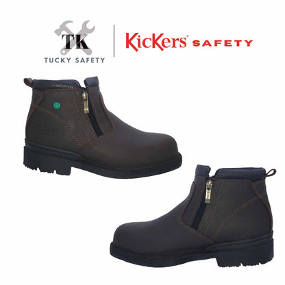KK601 [ KICKERS ] MEN SAFETY BOOT ZIP HEAVY DUTY STEEL TOE STEEL PLATE HEAT RESISTANT SLIP RESISTANT SAFETY BOOT MID CUT