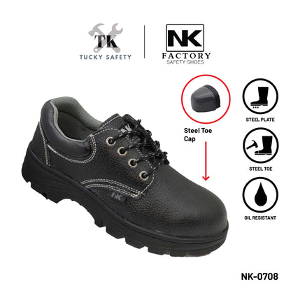 NK-0708 NK MEN'S SAFETY SHOES / HEAVY DUTY WORKING SHOES / KASUT KERJA LELAKI BLACK LOW CUT BOOT