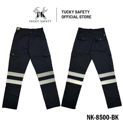 NK-8500 NK WORKING LONG PANTS WITH 2 REFLECTOR / STRAIGHT CUT CARGO PANTS / SELUAR PANJANG KERJA 2 LINE PANTULAN 2 GARIS LINE PANTUL