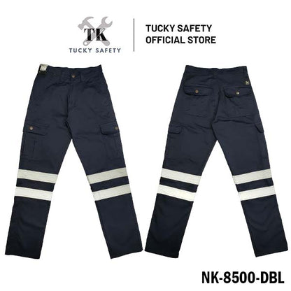 NK-8500 NK WORKING LONG PANTS WITH 2 REFLECTOR / STRAIGHT CUT CARGO PANTS / SELUAR PANJANG KERJA 2 LINE PANTULAN 2 GARIS LINE PANTUL