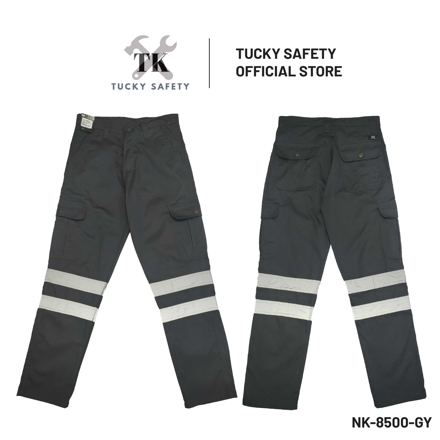 NK-8500 NK WORKING LONG PANTS WITH 2 REFLECTOR / STRAIGHT CUT CARGO PANTS / SELUAR PANJANG KERJA 2 LINE PANTULAN 2 GARIS LINE PANTUL