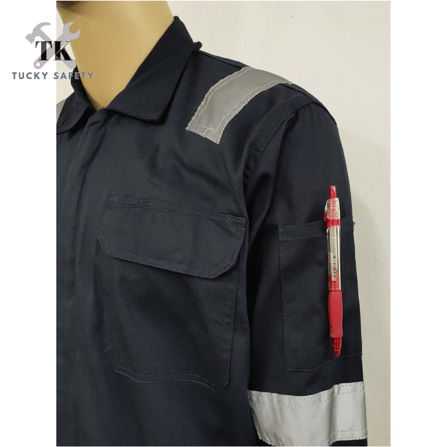 8802 SERIES - 100% ECONOMIC COTTON SAFETY COVERALL MEN'S HEAVY DUTY SAFETY COVERALL / COVERALL WITH REFLECTIVE WORKWEAR