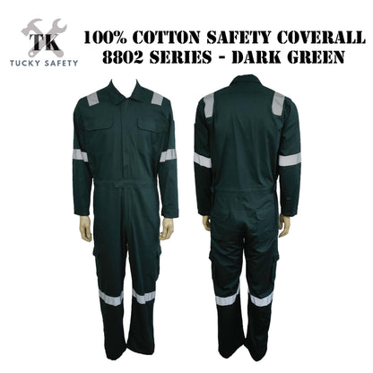 8802 SERIES - 100% ECONOMIC COTTON SAFETY COVERALL MEN'S HEAVY DUTY SAFETY COVERALL / COVERALL WITH REFLECTIVE WORKWEAR