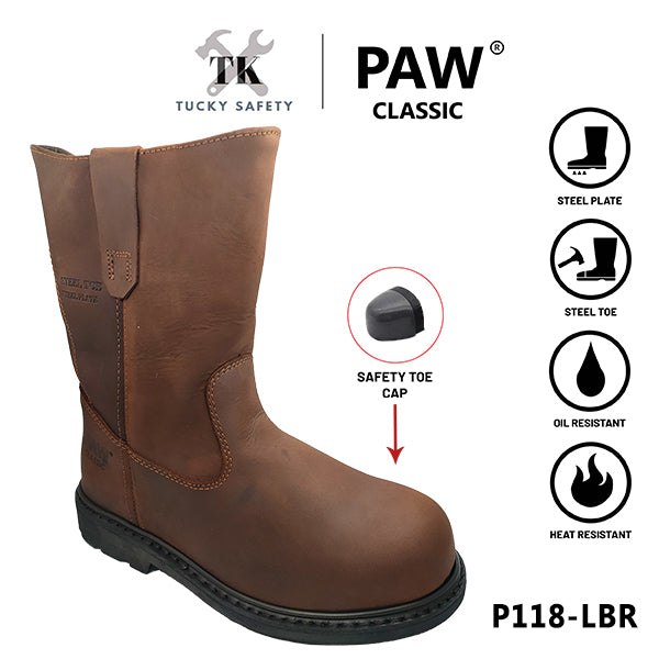 P118 + FREE TSHIRT [ PAW CLASSIC ] MEN'S HEAVY DUTY SAFETY BOOT / KASUT KERJA LELAKI SAFETY BOOT STEEL TOE STEEL PLATE SAFETY BOOT