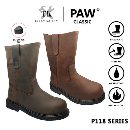 P118 + FREE TSHIRT [ PAW CLASSIC ] MEN'S HEAVY DUTY SAFETY BOOT / KASUT KERJA LELAKI SAFETY BOOT STEEL TOE STEEL PLATE SAFETY BOOT