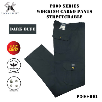 P300 [ READY STOCK ] CARGO 6 POCKETS SLIM STRETCHABLE WORKING LONG PANTS / CARGO PANTS / SELUAR PANJANG KERJA